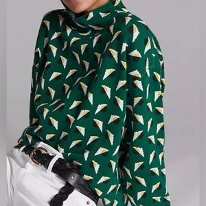 Anthropologie Green Patterned Sweater